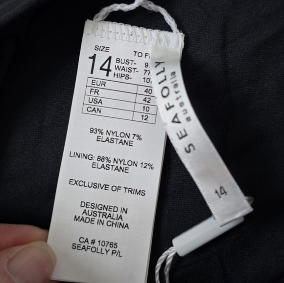 NWT Seafolly High Waisted Pant Swim Brief Black Bottoms 10 - Picture 7 of 9